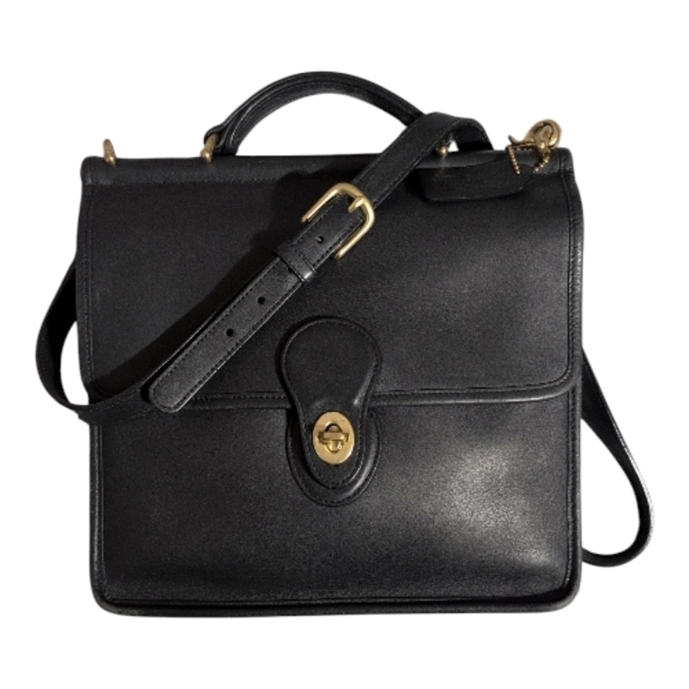 Coach Y2K Vintage Willis Black With Top Handle Brass Hardware Crossbody Bag 9927